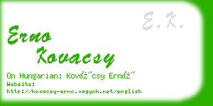 erno kovacsy business card